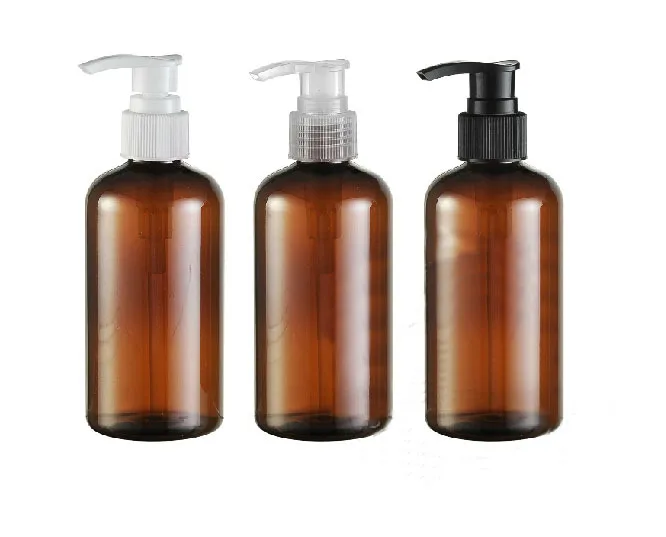 

40PCS 220ML PET Lotion Pump Bottle,Amber Plastic Cosmetic Container,Empty Shampoo Sub-bottling Essential Oil Bottle