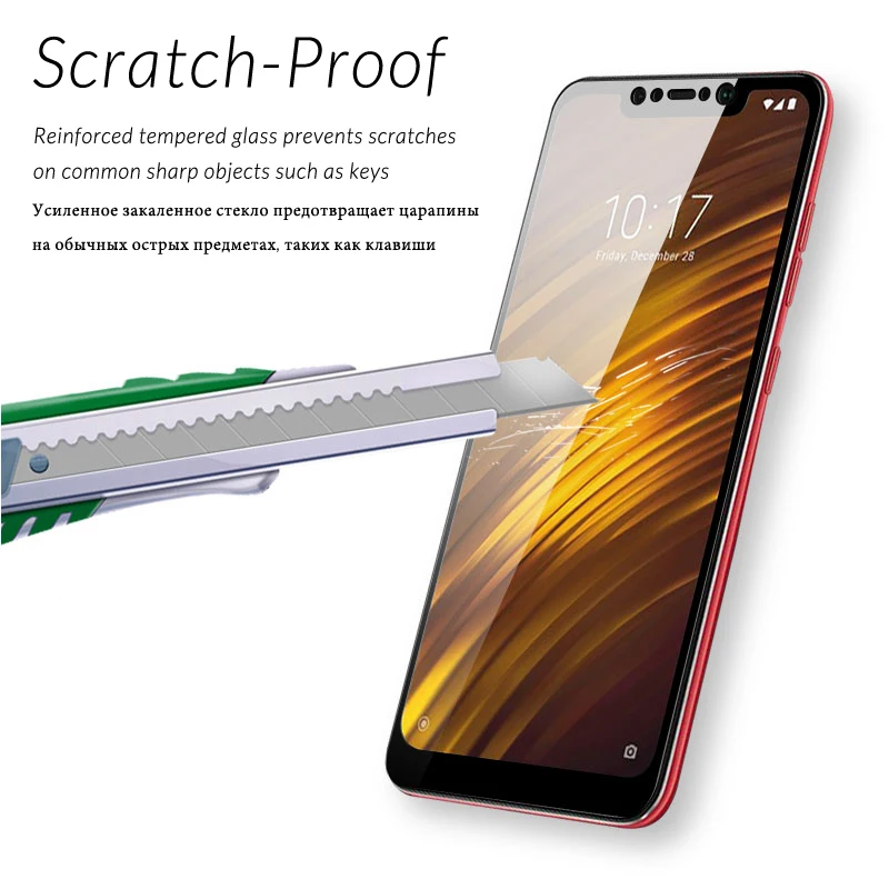 0.26mm Full Cover Tempered Glass Film For Xiaomi Pocophone f1 Screen Protector MI poco Protective Shield Saver 9H | Мобильные