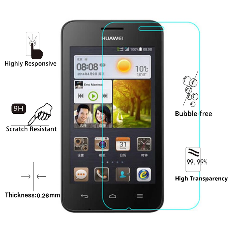 2.5D Закаленное стекло для Huawei Y3 Y3C 9H Взрывозащищенная защитная пленка экрана Y330 Y360