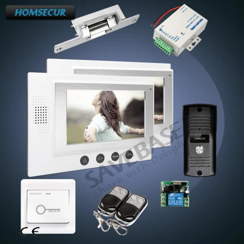 HOMSECUR 1C2M + Strike Lock 7 &quotпроводной видео и аудио Домашний домофон ЖК-цветной экран для