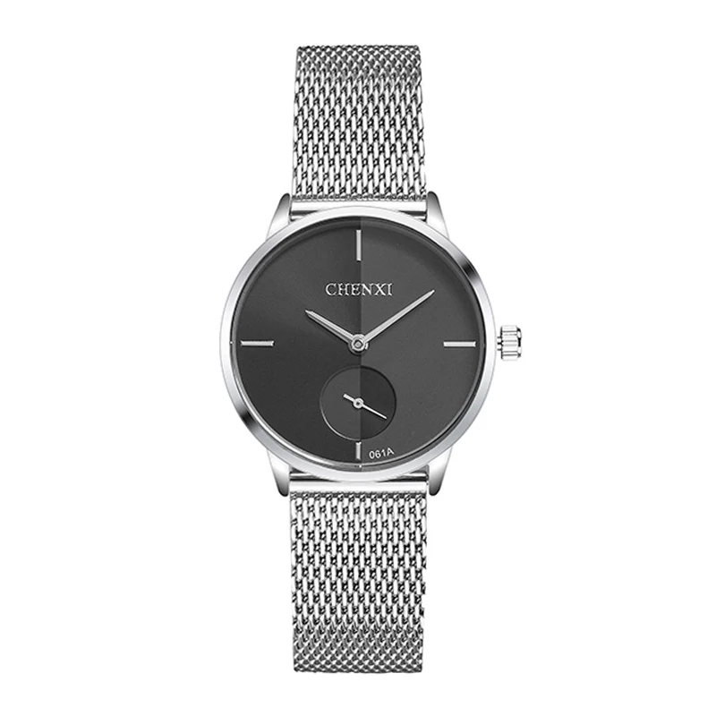 Black Watch CHENXI, роскошные Брендовые женские часы, серебряные часы из нержавеющей стали, часы с ремешком-сеткой, женские модные кварцевые часы, Relogio Feminino - Цвет: Black Watch