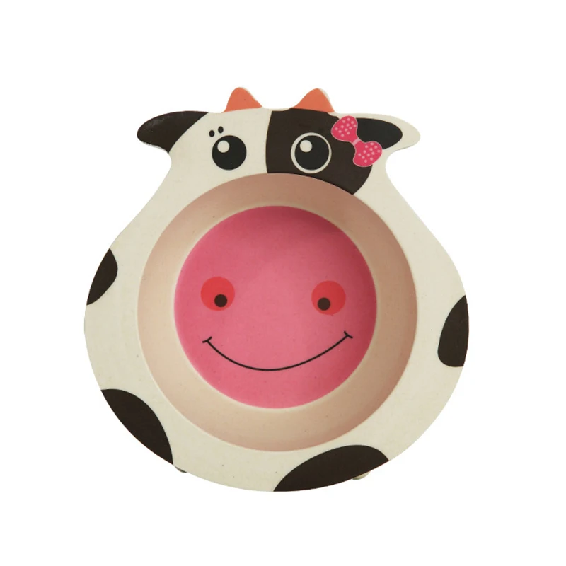 Cow Bowl Детское питание блюдо из бамбукового волокна детская посуда рис оригинальность моделирование обслуживание тарелка детский сад защита сломанная чаша - Цвет: Cow Bowl
