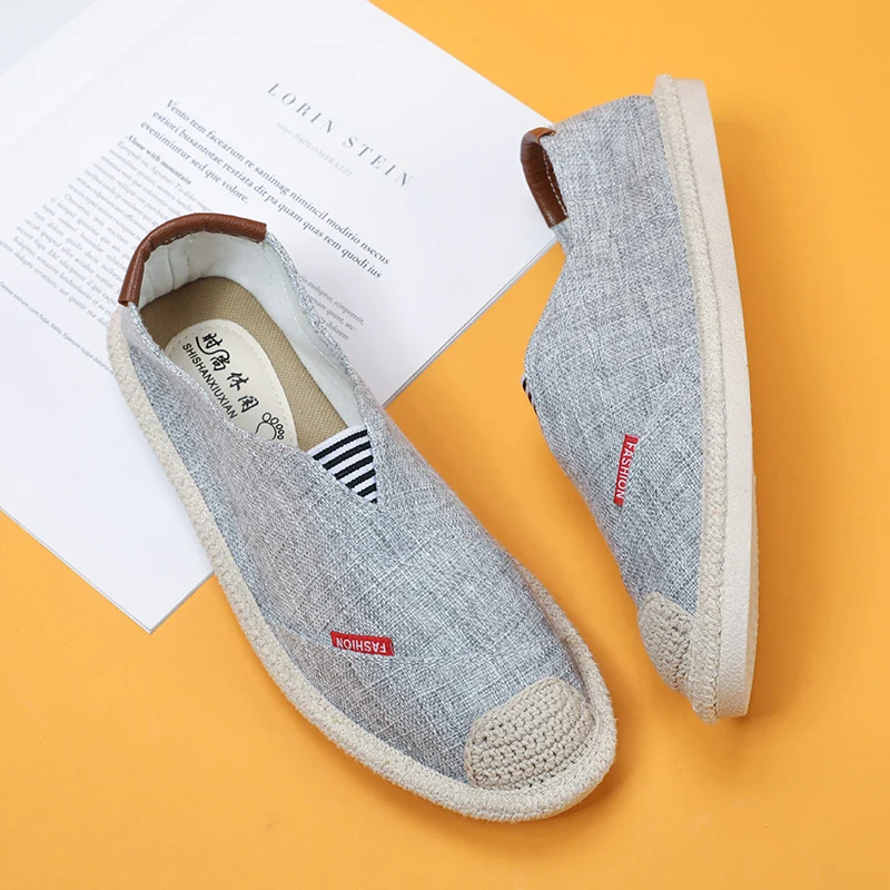 Hemmyi Hemp Mens Shoes Casual Summer Slip-On Breathable Tenis Masculino Adulto Comfortable Driving Man Shoe Support Dropshipping | Обувь