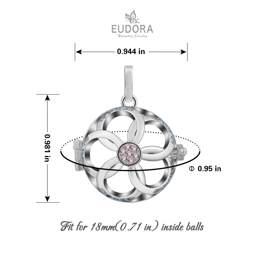 EUDORA 18 мм цветочный дизайн медальон клетка кулон женское длинное ожерелье с