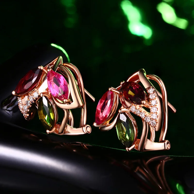 Серебро S925 корейские серьги-гвоздики Rubie 18 карат розовое золото Серьги Серебряные украшения