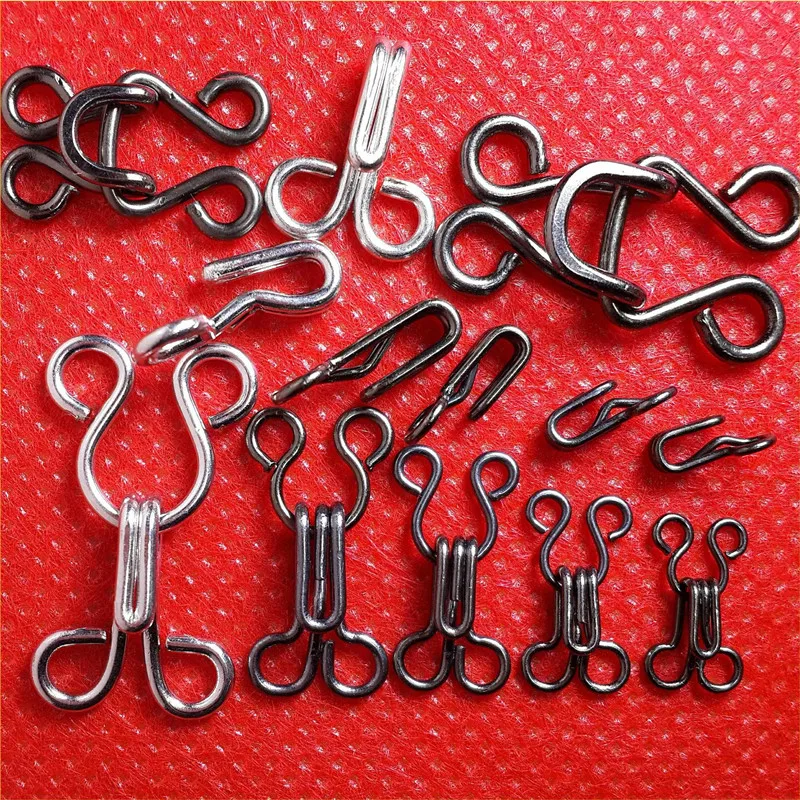 Wholesale100pairs/лот 0/1/2# металлический крюк глаз+ юбка-брюки; на возраст Размер на бюстгальтер нижнее бельё для девочек маленькая крючки серебро/черный металл черного цвета отлетает на одним нажатием кнопки