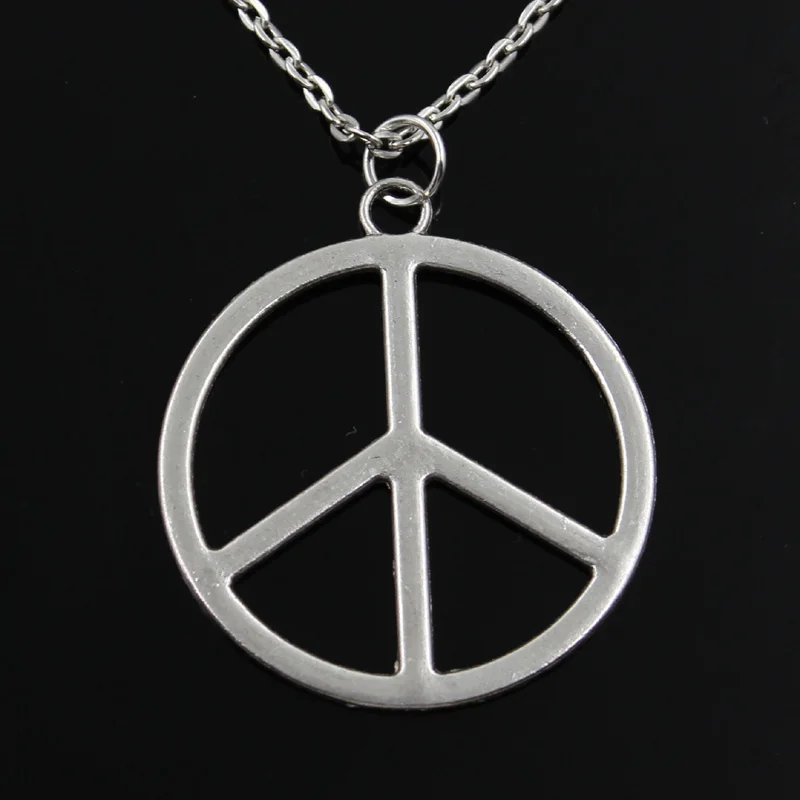 

New Fashion Peace Symbol Pendants Round Cross Chain Short Long Mens Womens Silver Color Necklace Jewelry Gift
