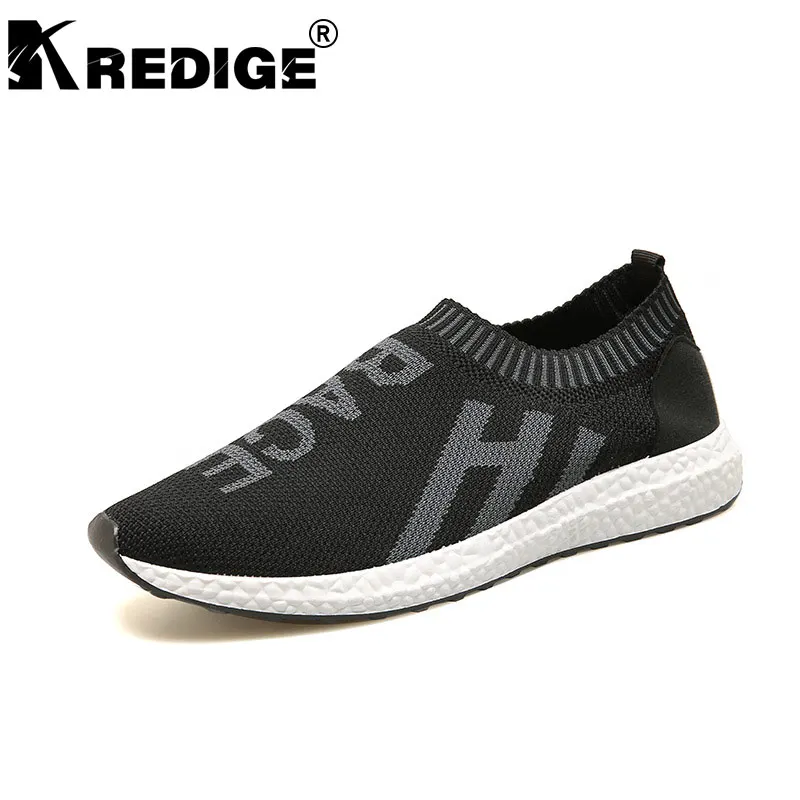 KREDIGE Breathable Net Lazy Foot Pedal Men's Shoes New Slip-On Alphabet Splicing Light Stretch Fabric Big Size Men | Обувь