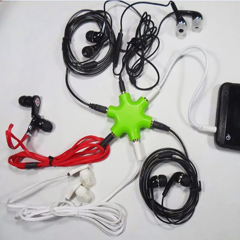 5 разъемов стереогарнитура наушники удлинитель для наушников разветвитель с 1