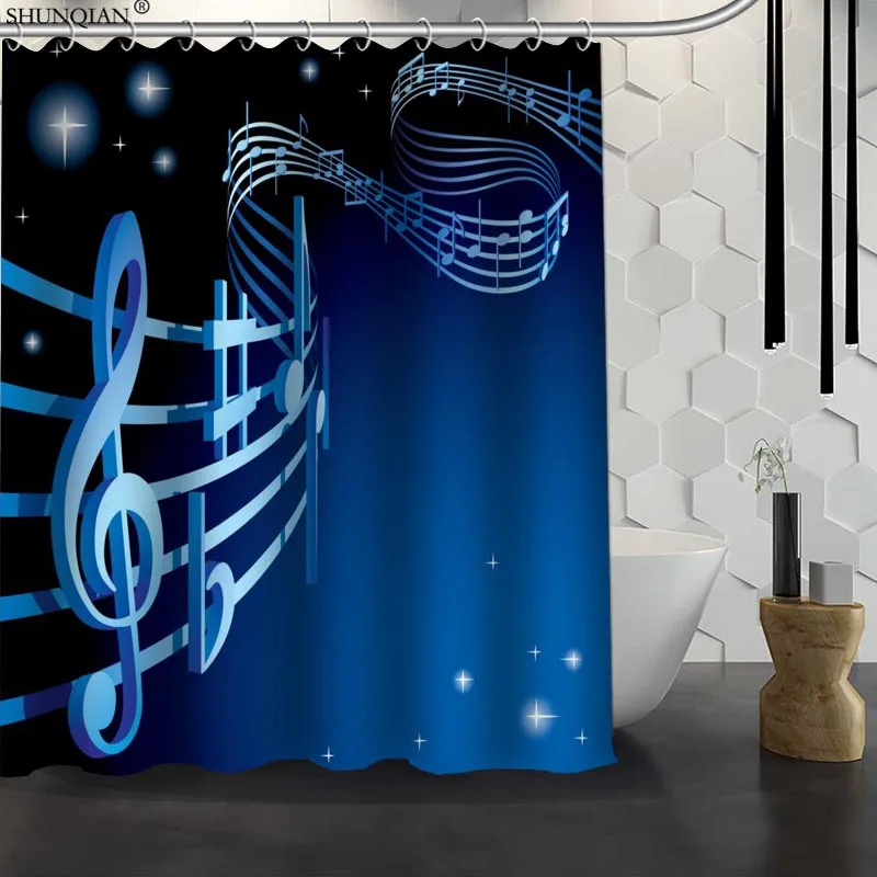 Новая музыкальная нотка на заказ занавеска для душа водонепроницаемая ткань