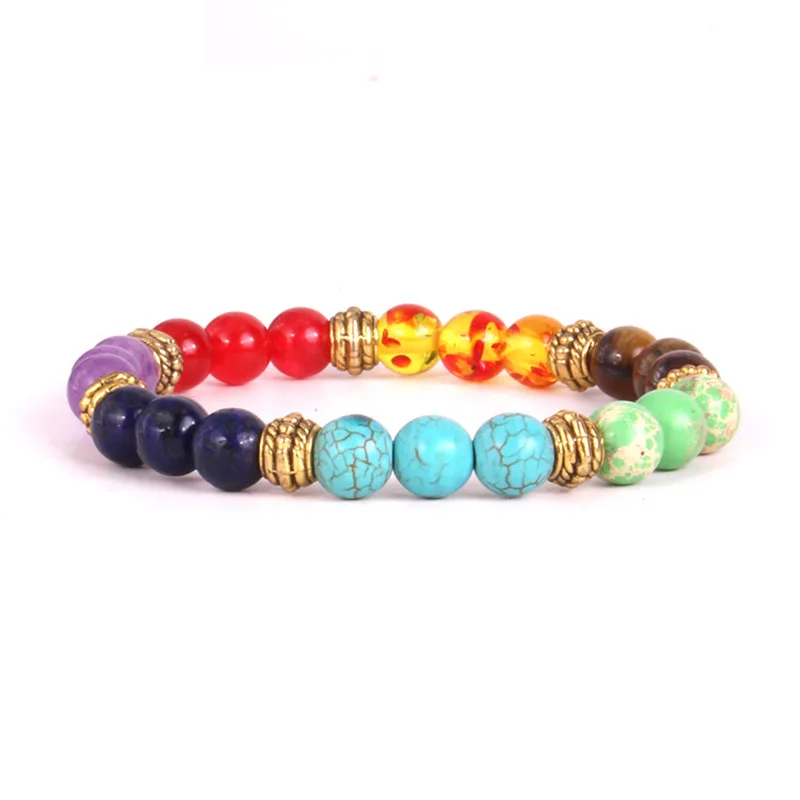 

GVUSMIL 2019 New 1pc Mens Womens 7 Chakra Bracelets Bangle Colors Mixed Healing Crystals Stone Chakra Pray Mala Bracelet Jewelry