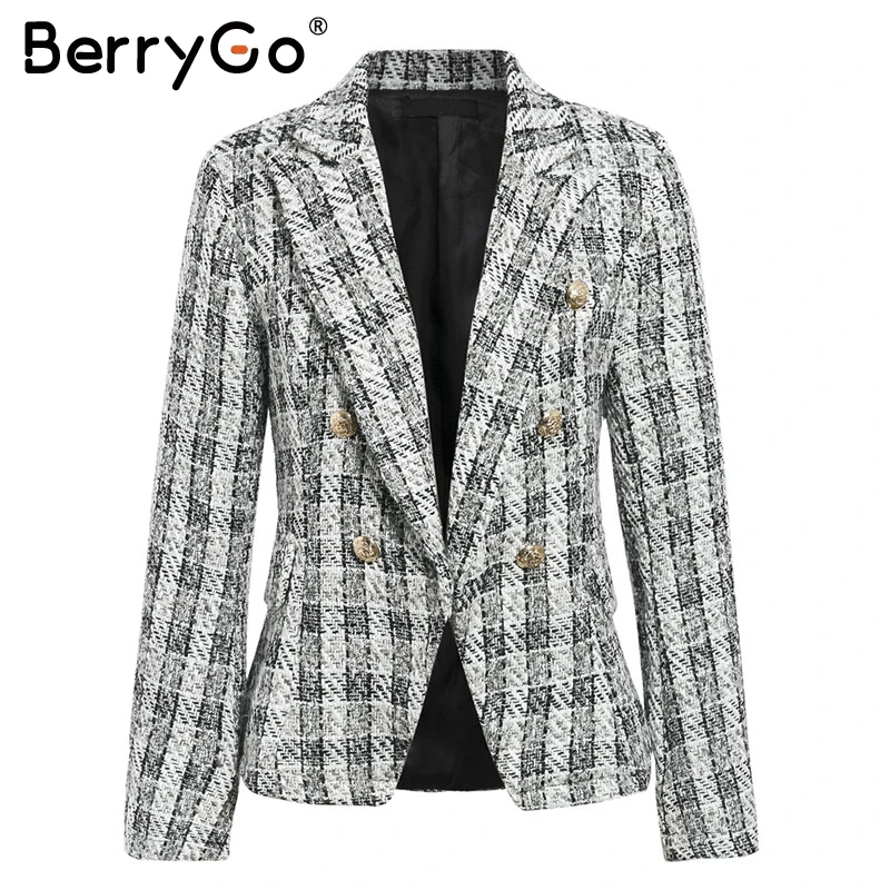 BerryGo Твидовая клетчатая юбка из кусочков для мамы и ребенка, костюм для мамы и ребенка, семейная одежда, шикарный Милый осенний блейзер для мамы и ребенка - Цвет: only blazer