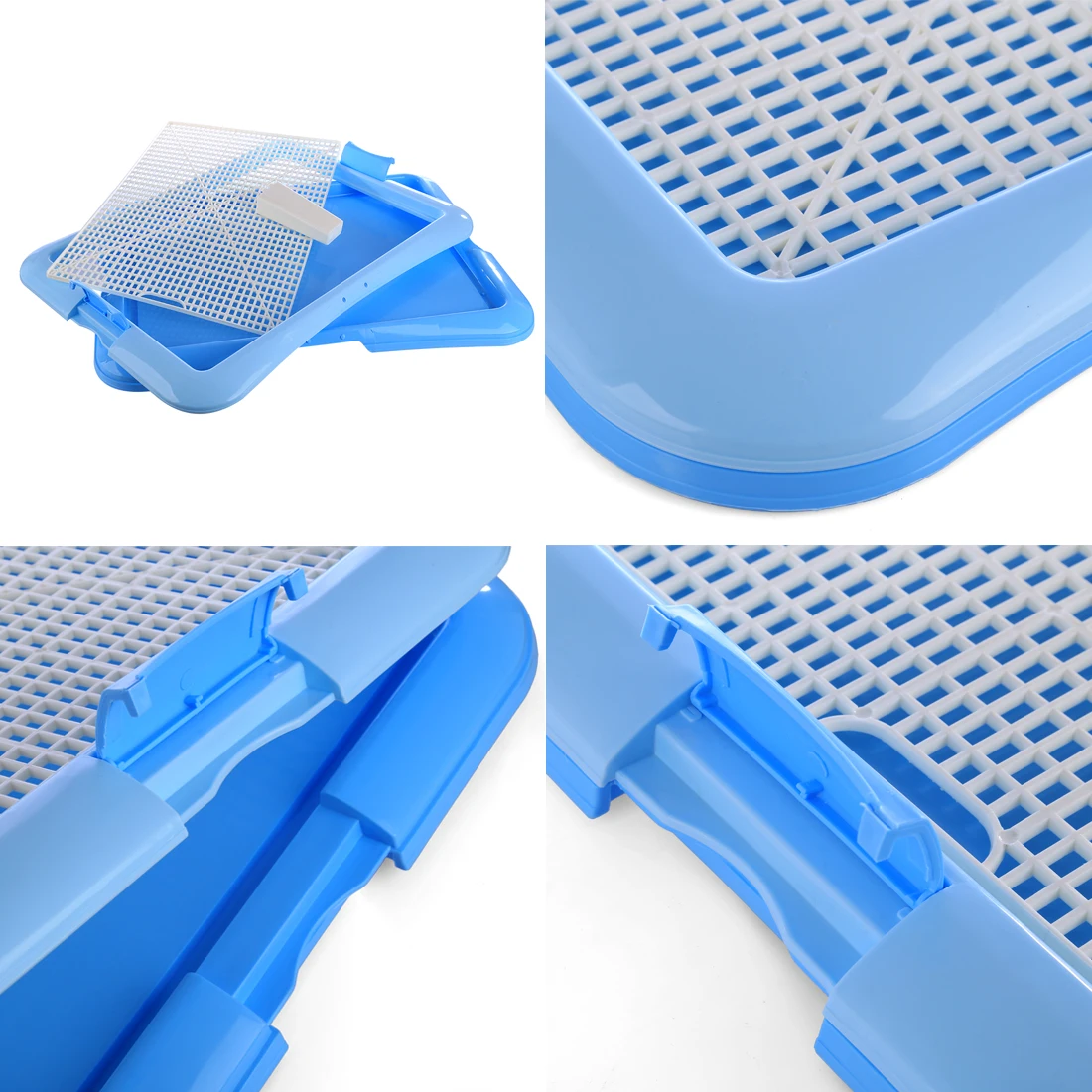 

Dog Cat Pet Portable Flat Grid Dog Cat Toilet Tray Pet Urinal With Column For Pee Training Puppy Kitten Cleaning Supplies Blue