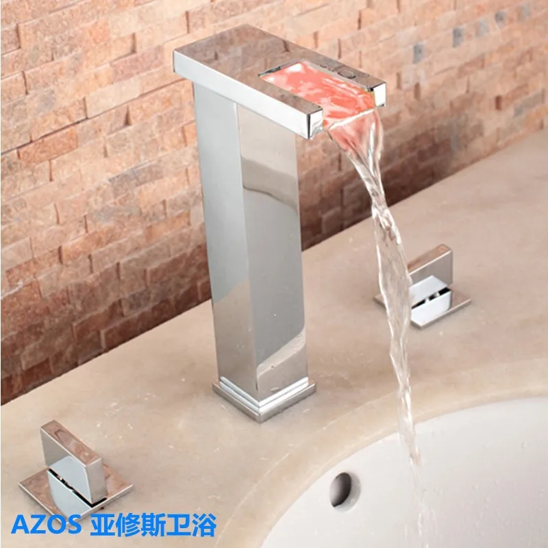 3 цвета светодиодный хромированный Водопад отверстия раковина высокий