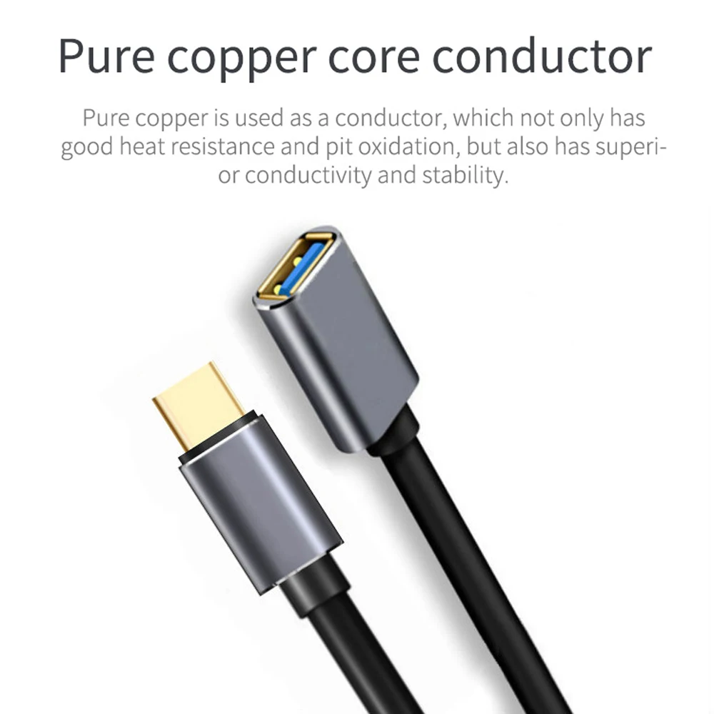 USB-C OTG кабель для передачи данных металлический тип-c штекер USB 3,0 Женский удлинитель конвертер для samsung S10 Macbook Xiaomi Mi8 huawei mate 20