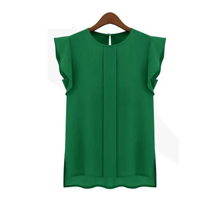 

Womens Blouse Casual Loose Chiffon Short Tulip Sleeve Blouse elegant Tops L0509