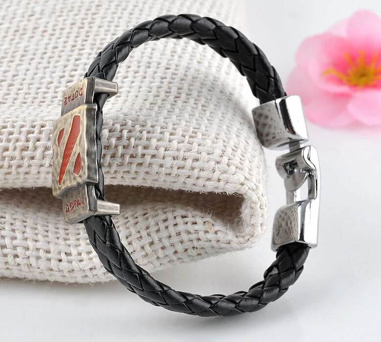 Metal Dotas 2 Game Leather Bracelet Men Jewelry Boy Gift Cosplay Bangles Feather Braided Wristband | Украшения и аксессуары