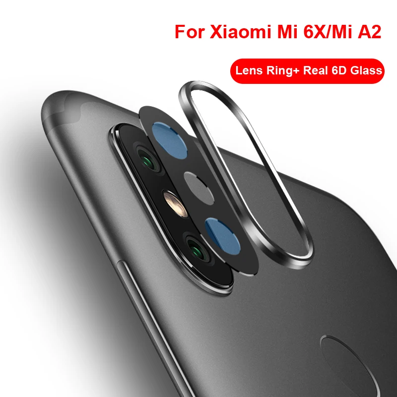 Для Xiaomi mi 6X Защитная пленка для объектива камеры + металлическое кольцо задней