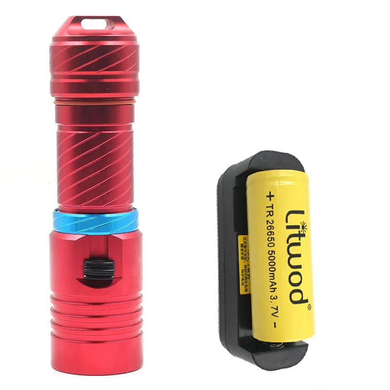 Option E Litwod Z25D78 светодиодный фонарик для дайвинга XM-L2 U3 подводный 150 м водонепроницаемый светодиодный фонарик для дайвинга 26650 Время работы батареи 15 часов - Испускаемый цвет: Option E