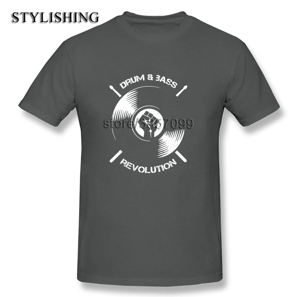 Винтаж Teeshirts для Для мужчин натуральный хлопок короткий рукав Барабаны и бас