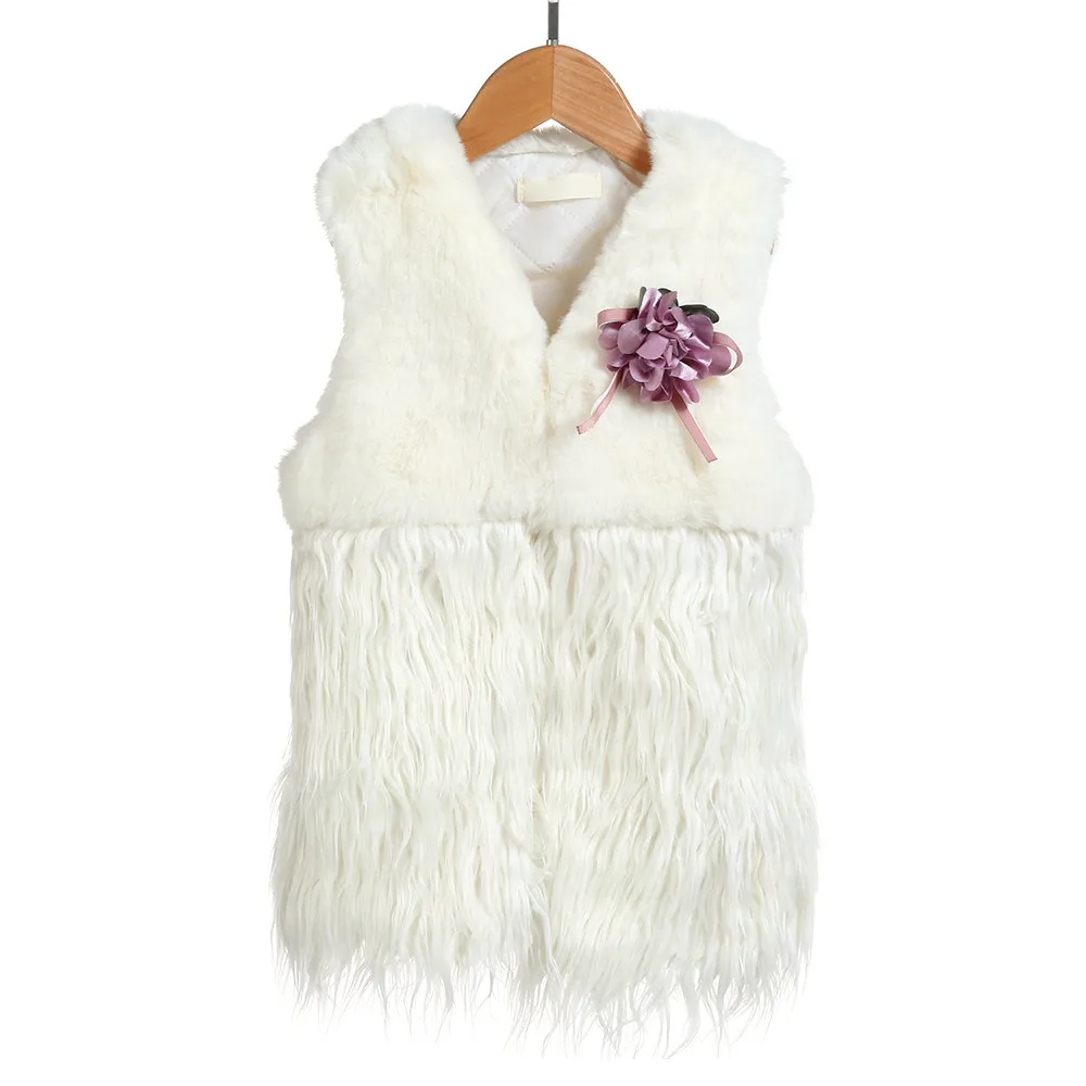 Новый модный жилет для маленьких девочек осенне-зимний из искусственного меха