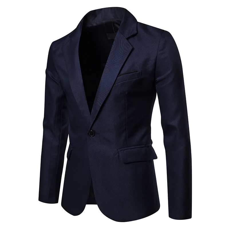 

New Arrival Men Blazer Fashion Solid Slim Fit Suit Jacket 2020 High Quality Cotton Male Long Sleeve Single Button Casual Blazers