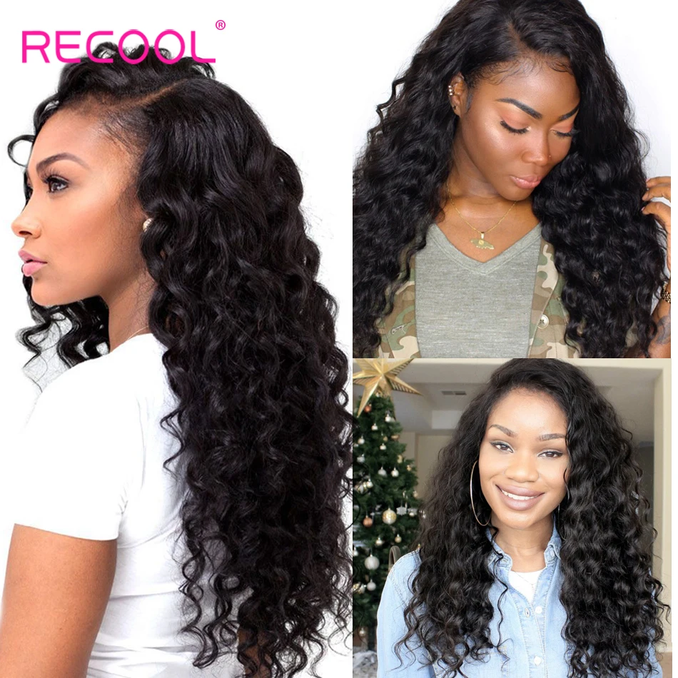 Recool волосы Свободные глубокие бразильские вплетаемые пряди 3 больше волн