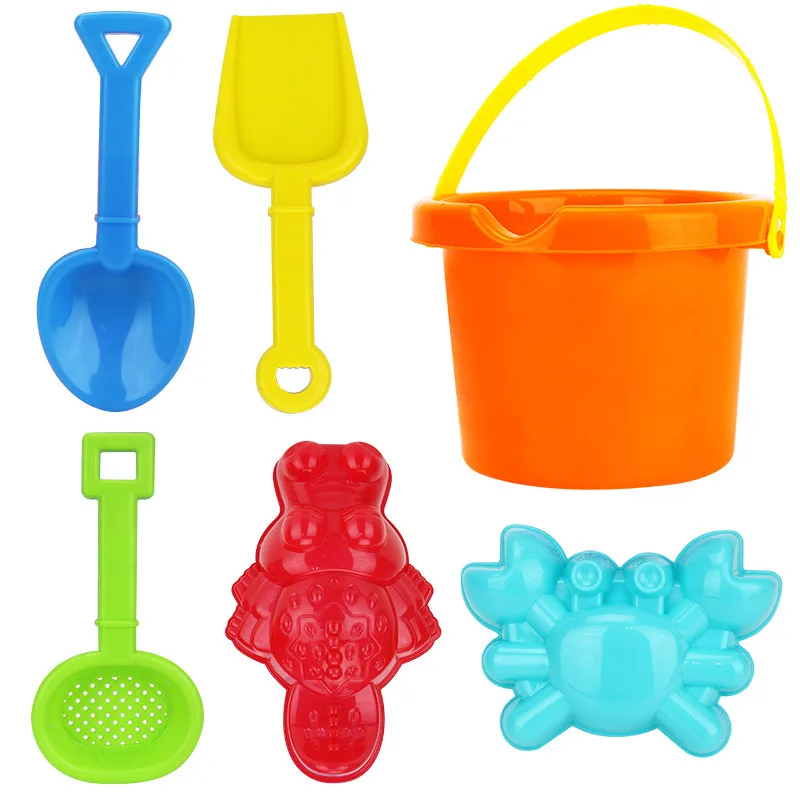 Летние песочные пляжные игрушки для детей 6 шт. разные цвета пластиковые лопатка