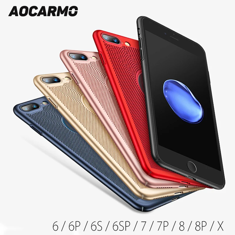 Aocarmo сетка теплоотвод оболочки охлаждающая дышащая сетка для задней крышки, твердый чехол для iPhone 6 6 Plus 6 S 6Sp 7 7 Plus 8 8 Plus X Чехол
