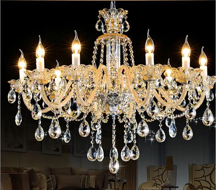 Новая большая роскошная хрустальная люстра модная цвета шампанского