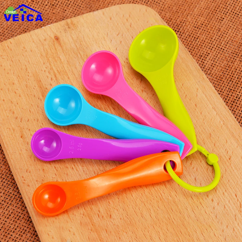 5 шт. красочные пластиковые мерные ложки чашки кухонные инструменты высокого