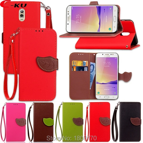 Кожаный чехол-кошелек C-Ku Leaf Litchi для Samsung Galaxy C8 J7 Plus Sony Xperia L2 XA2 ультра-чехол из кожи