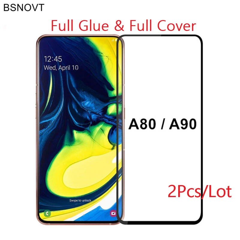 2 шт. для Samsung Galaxy A80 Защитное стекло экрана телефона закаленное A90 пленка