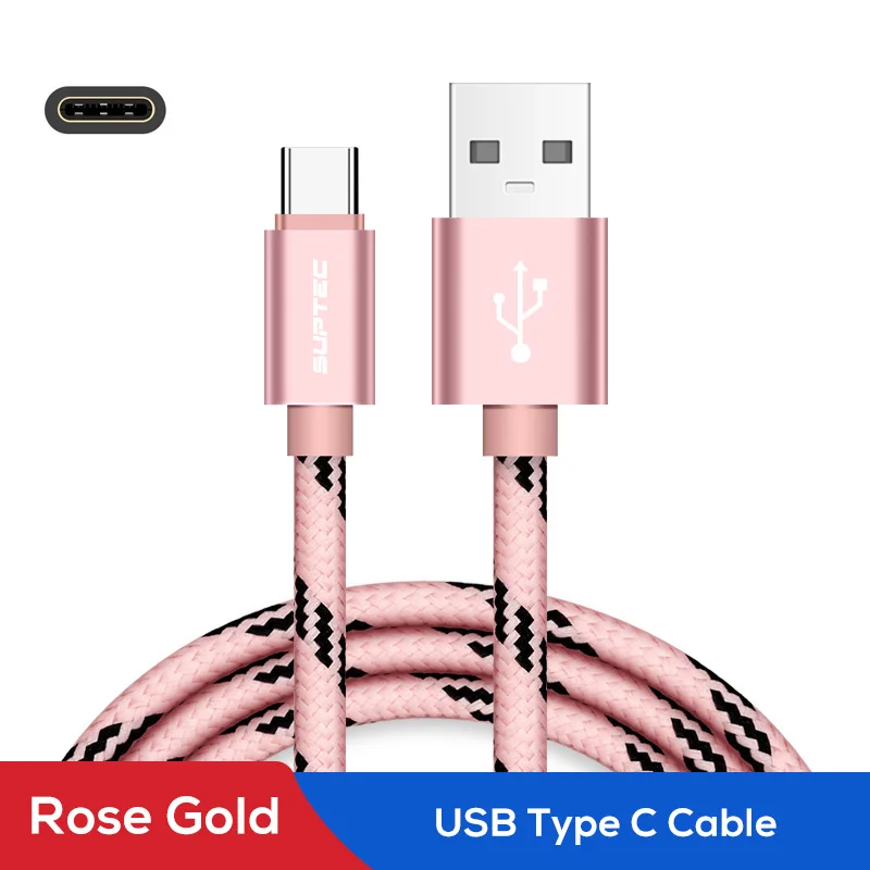 Rose Gold Кабель SUPTEC usb type-C для Xiao mi Red mi Note 7 mi 9 samsung S9 S8 USB-C зарядный кабель type-C для huawei P20 Lite - Цвет: Rose Gold