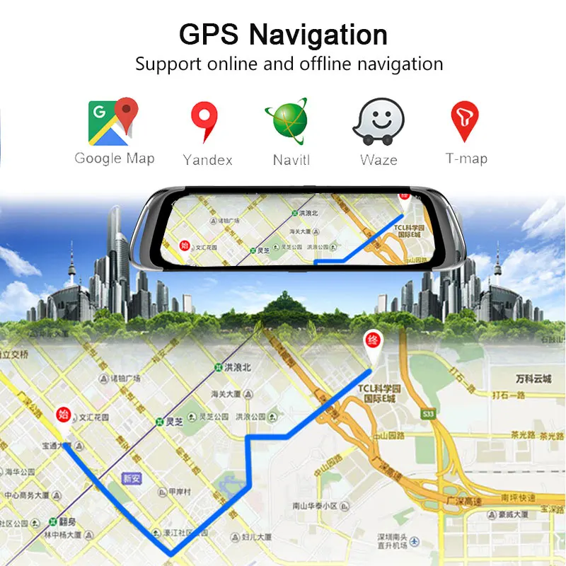 Зеркало заднего вида Anstar 10 дюймов потоковое видео 4G 1080P ADAS GPS