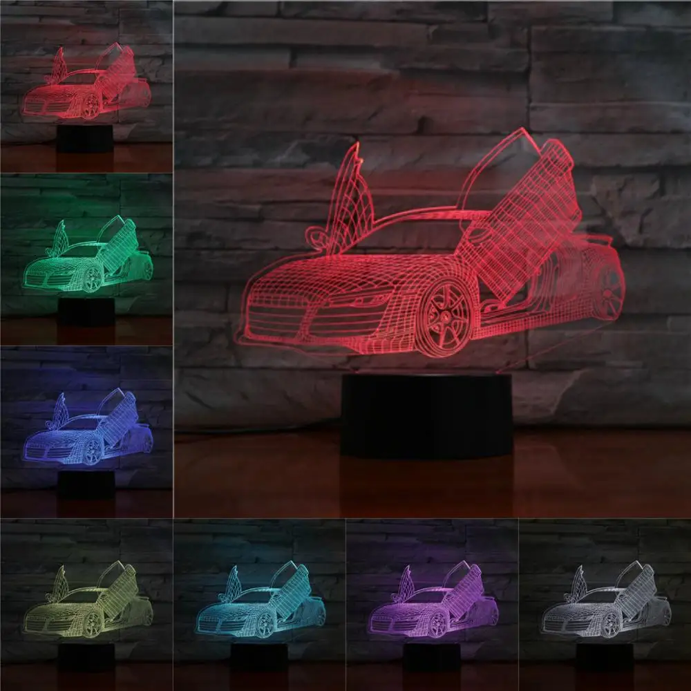 

3D Night Light Led Table Lamp Luminaria Cool Car Light Flashlight Best Gifts for Kids Friends Lighting Novelty Bedside Decor