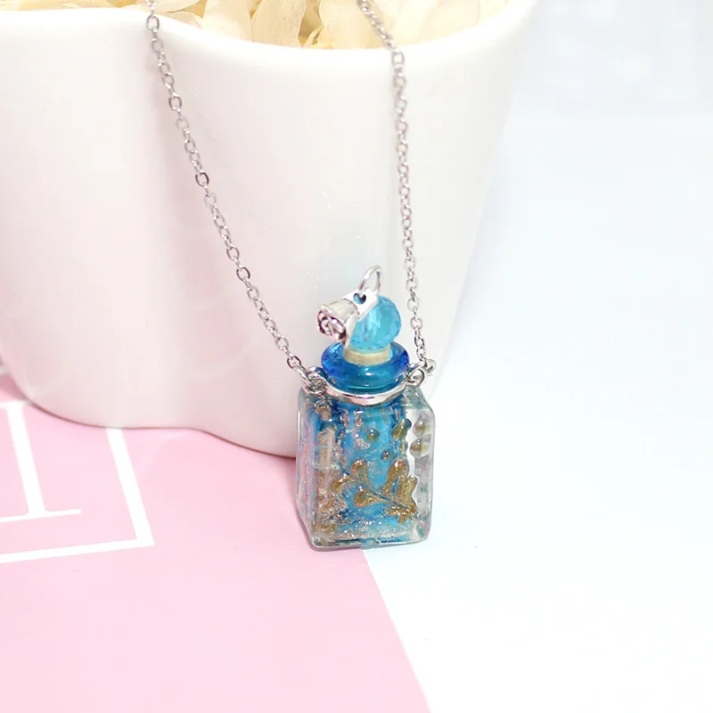 Light Blue 1 шт духи из муранского стекла ожерелье светящиеся Ароматические флаконы ювелирные изделия квадратное ароматическое ожерелье эфирные масла диффузоры ожерелья - Окраска металла: Light Blue
