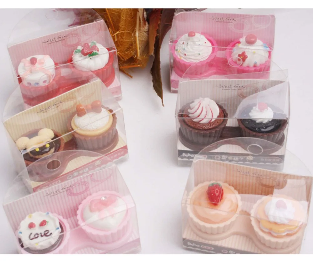 2017 мультфильм Мороженое Торт очки для Путешествия Контактные линзы Цветная