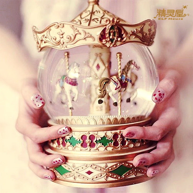 Carousel музыкальная шкатулка в подарок на день рождения виде хрустального шара