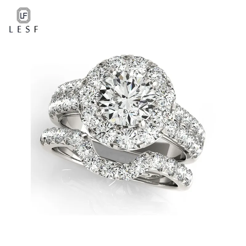 

LESF High-end Fashion 925 Sterling Silver Wedding Ring Sets Engagement Band Fashion Jewelry For Women wholesale