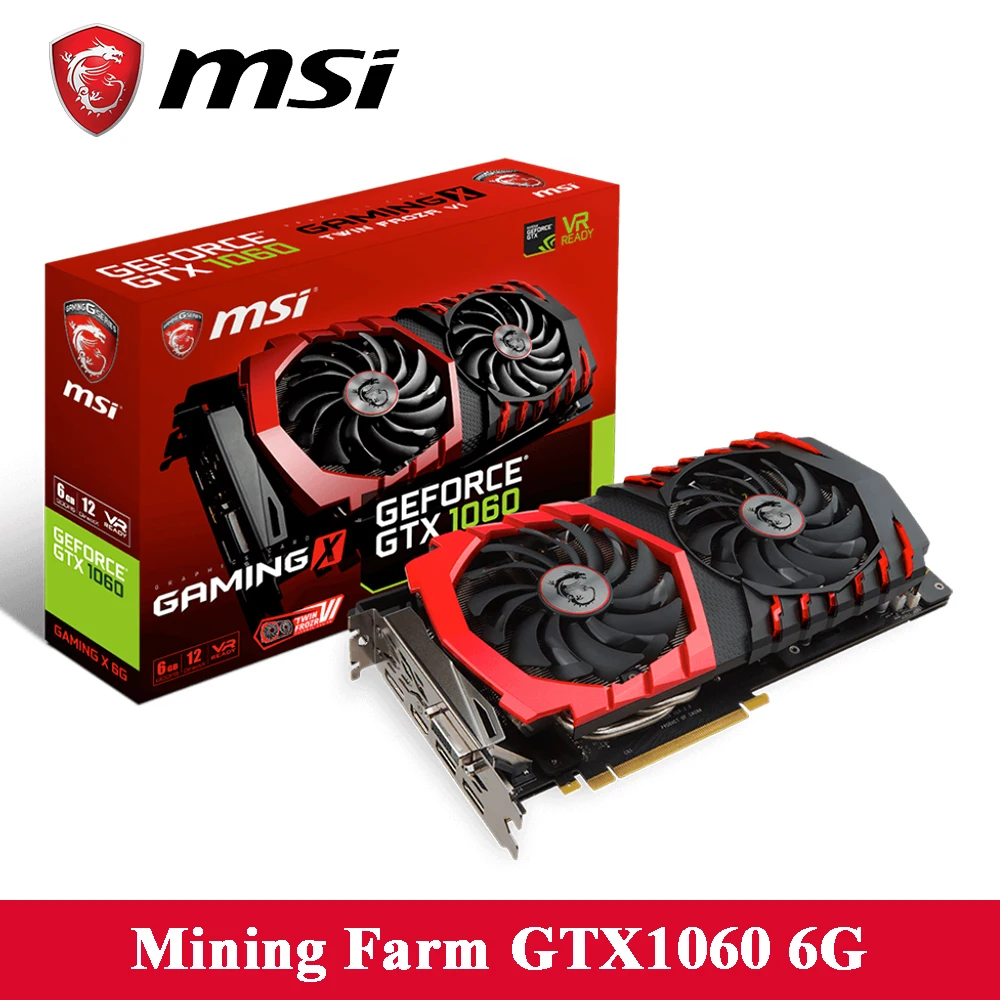 MSI GTX1060 Графика карты для ETH 1506 1708 мГц 8008 6 ГБ 192Bit GDDR5 PCI E 3 0X16 1280 единиц DP + HDMI DVI видео