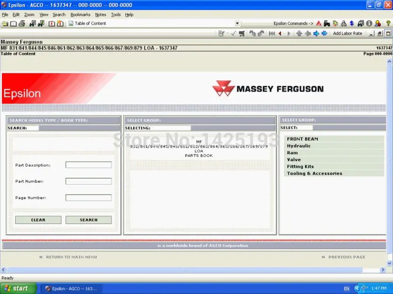 

Massey Ferguson Spare Parts Catalog 2022 UK+SA+NA