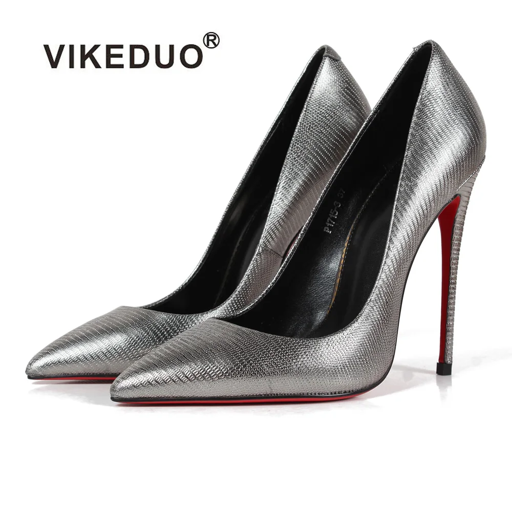 Лидер продаж серебристые классические женские туфли Vikeduo ручной работы из