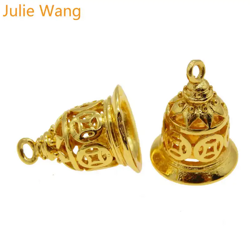 Julie Wang 4 12 шт. медные колокольчики античные бронзовые золотые без звука Ожерелье