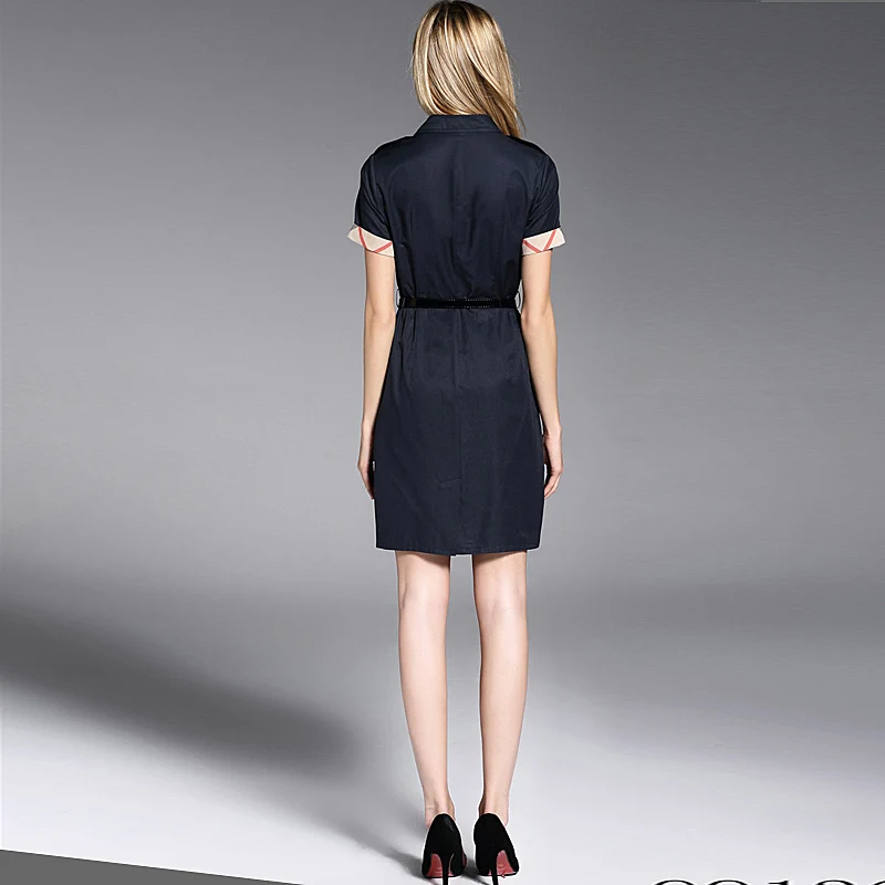 Женские сезон: весна–лето платье Рубашка с короткими рукавами отложной воротник