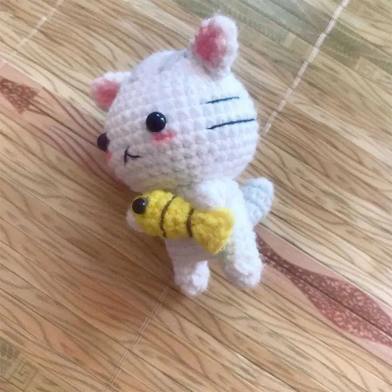8*6 см вязаный вручную Amigurumi маленькая кошка кулон для еды рыбы ребенок милый