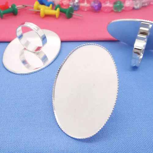 10pcs Free Shipping for 13*18-18*25-30*40mm Wholesale Silver Plated Ring Blank with Bezel Setting Tray Cameo Cabochonns