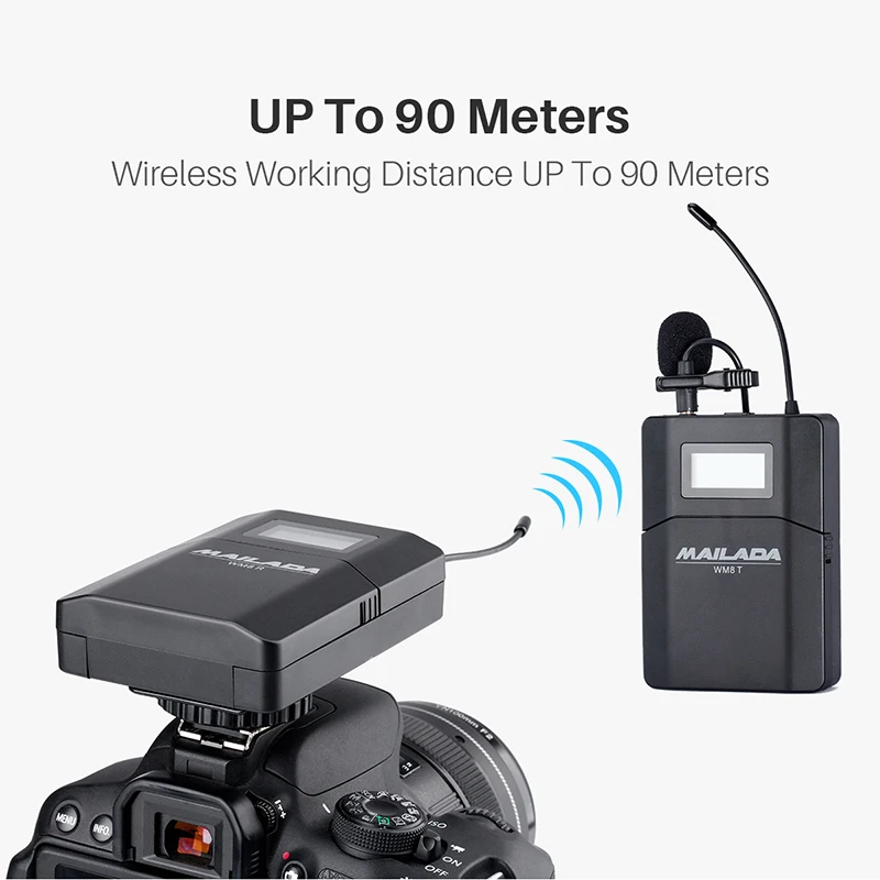 Беспроводная система микрофона UHF DSLR для камеры Mailada WM8 передатчик с отворотом и