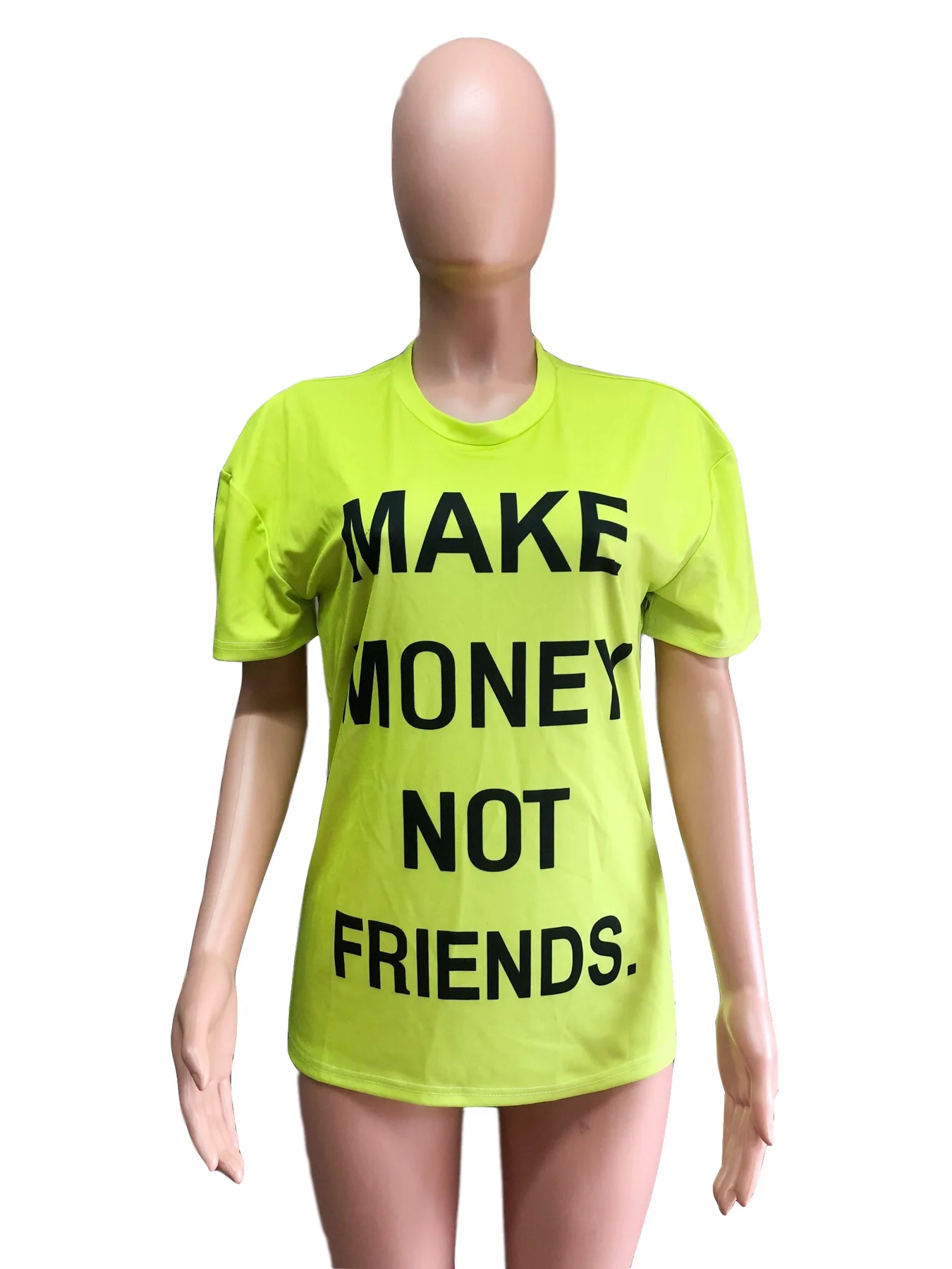 Новые женские футболки с забавными буквами Make Money Not Friends с круглым вырезом короткая футболка с рукавом модная летняя футболка желтый