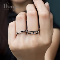 thaya original edges and corners design rings s925 silver black angle geometry open ring for women mysterious style jewelry gift